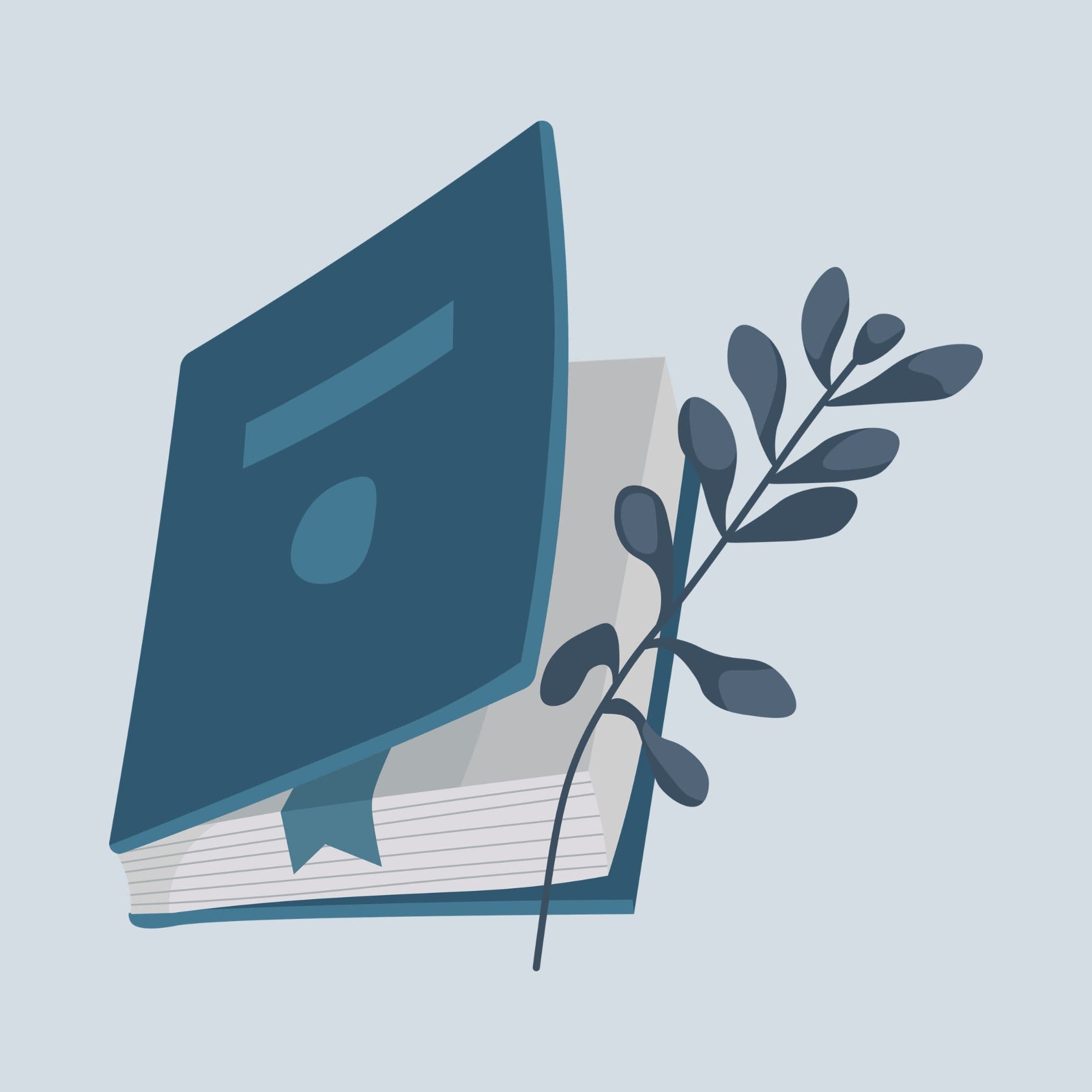 Book and olive branch illustration
